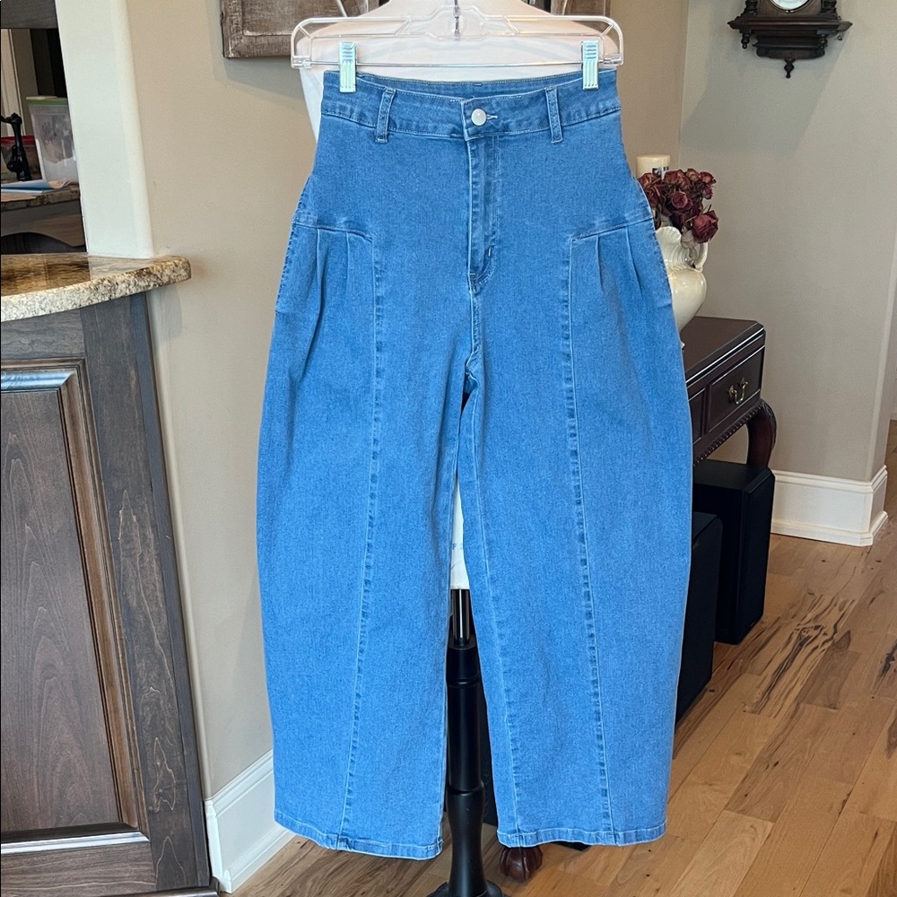 High-Waisted Blue Flare Jeans